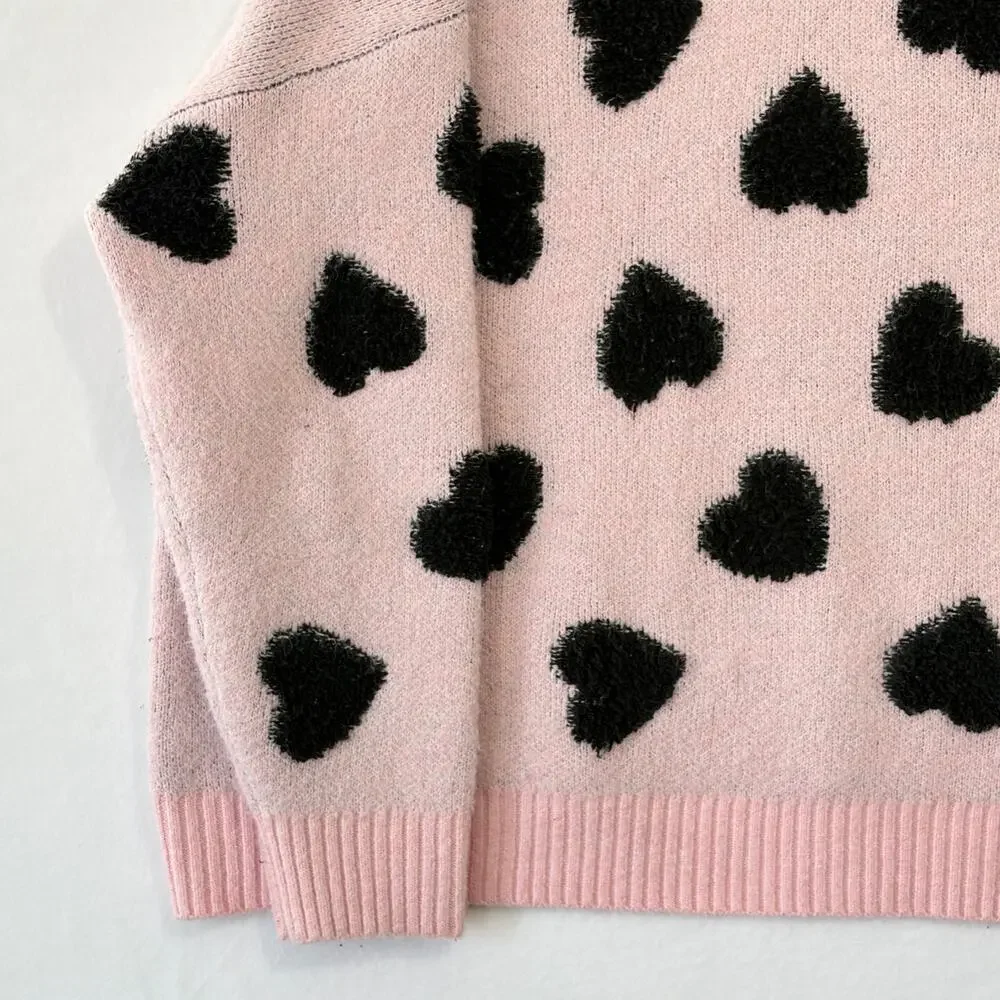 Torrid Sweater Women’s Plus 2X Oversized Baggy Pink Hearts Soft Comfy Snuggly